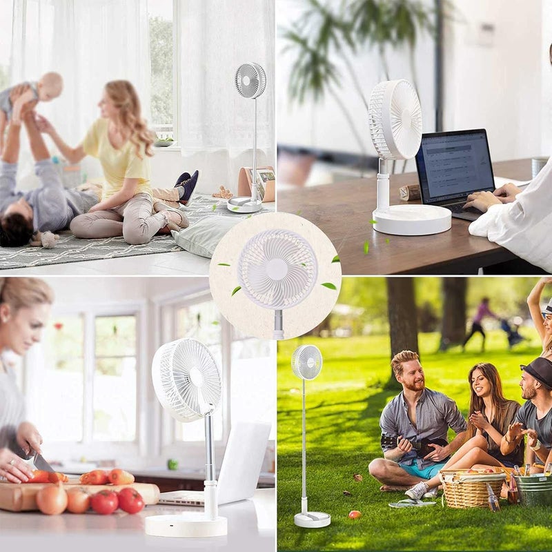 LOREAD Portable Desk Fan,Foldable Fan Pedestal Stand Floor Fan with Remote Controller Adjustable Height from 14.2'' to 39'', 4 Speeds, 7200mAh Rechargeable Telescopic USB Charging - Image 2